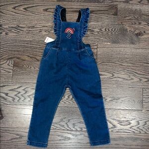 Kids Denim Overalls with Rainbow Design 3T Catimini cotton luxury designer NWT